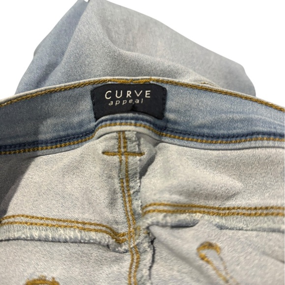Blue Knee Cropped Jeans with Faded Wash 33/16 soft and stretchy EUC - Picture 4 of 5